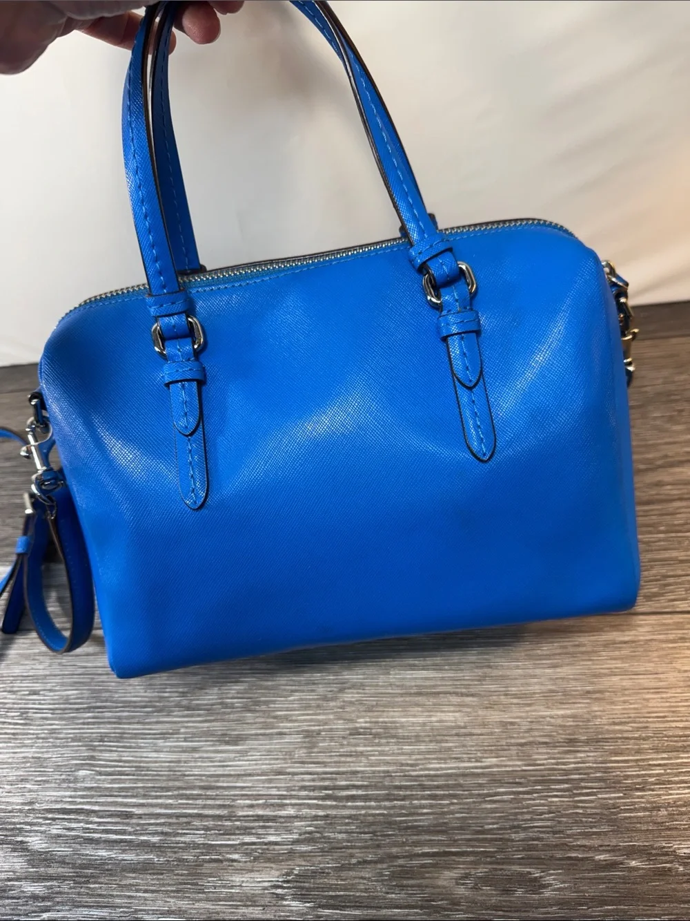 Coach Electric Blue Leather Satchel with Removable Strap